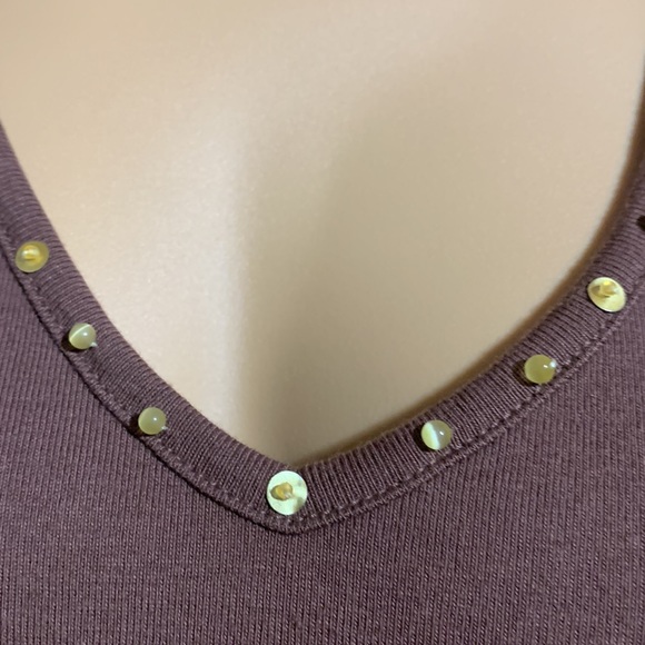 Crazy Horse Tank Top Dark Brown XL Pullover Stretchy V-neck Cotton Sequin - Picture 6 of 12